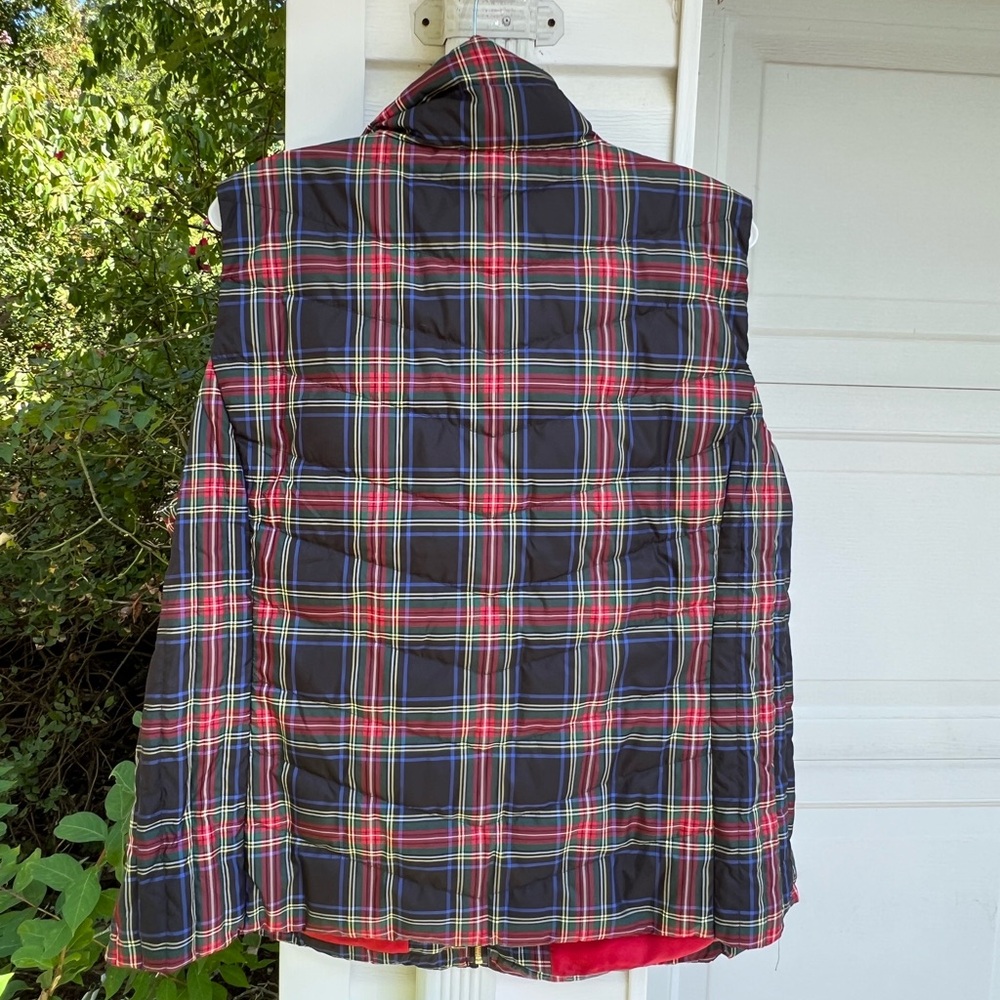 NWT Talbots Cozy Navy Multicolored Plaid Down Puffer Vest Pockets - Picture 6 of 7